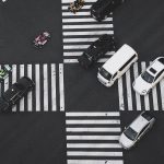 aerial view of a street intersection in downtown Toyko